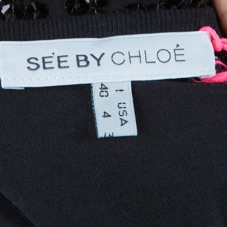 Pre Owned See by Chloe Black Sequin Tank Dress S