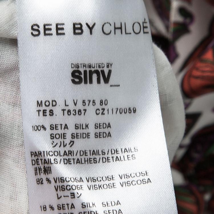 Pre Owned See By Chloe Printed Silk Front Tie Detail Sleeveless Dress M