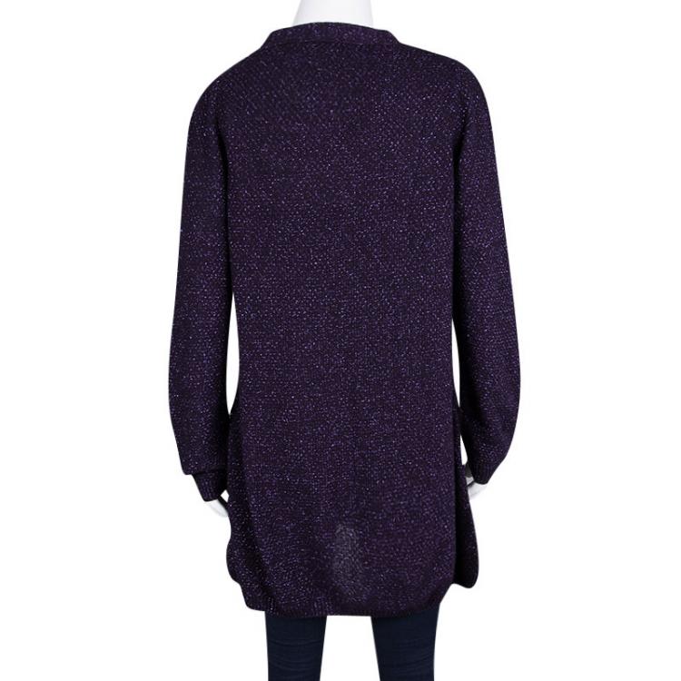 Pre Owned See By Chloe Purple Lurex Knit Button Front Cardigan M