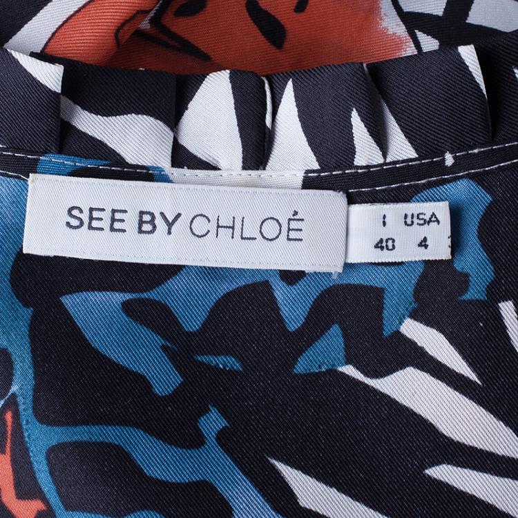 Pre Owned See by Chloe Floral Print Silk Dress S