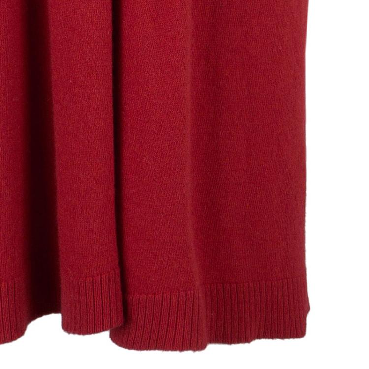 Pre Owned See by Chloe Red Wool Leather Trimming Dress S