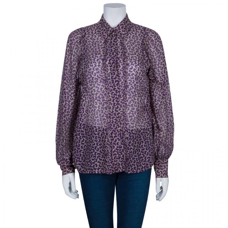 Pre Owned See by Chloe Purple Printed Chiffon Top M