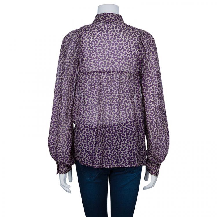 Pre Owned See by Chloe Purple Printed Chiffon Top M