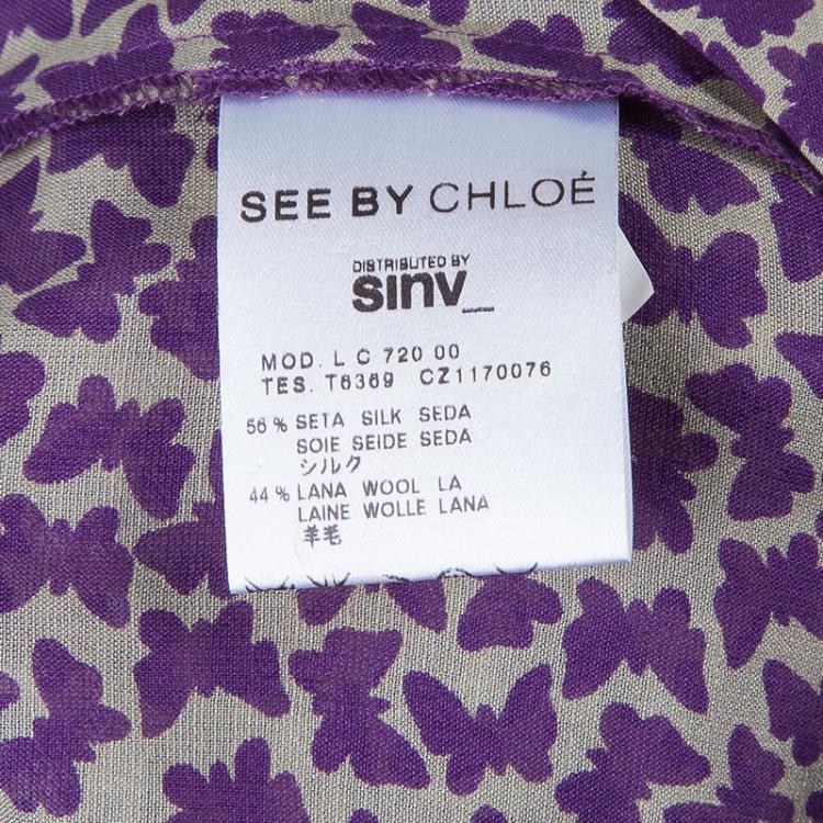 Pre Owned See by Chloe Purple Printed Chiffon Top M
