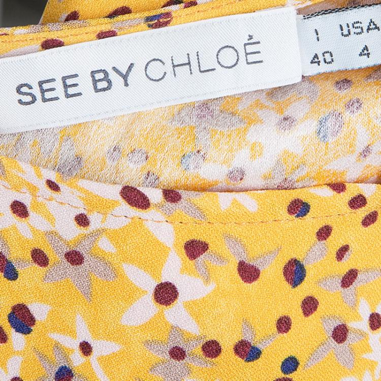 Pre Owned See by Chloe Yellow Dotted Dress S