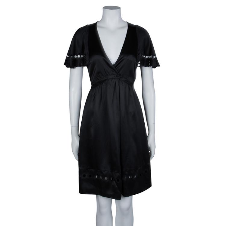 Pre Owned See by Chloe Black Silk Cutwork Detail Dress S