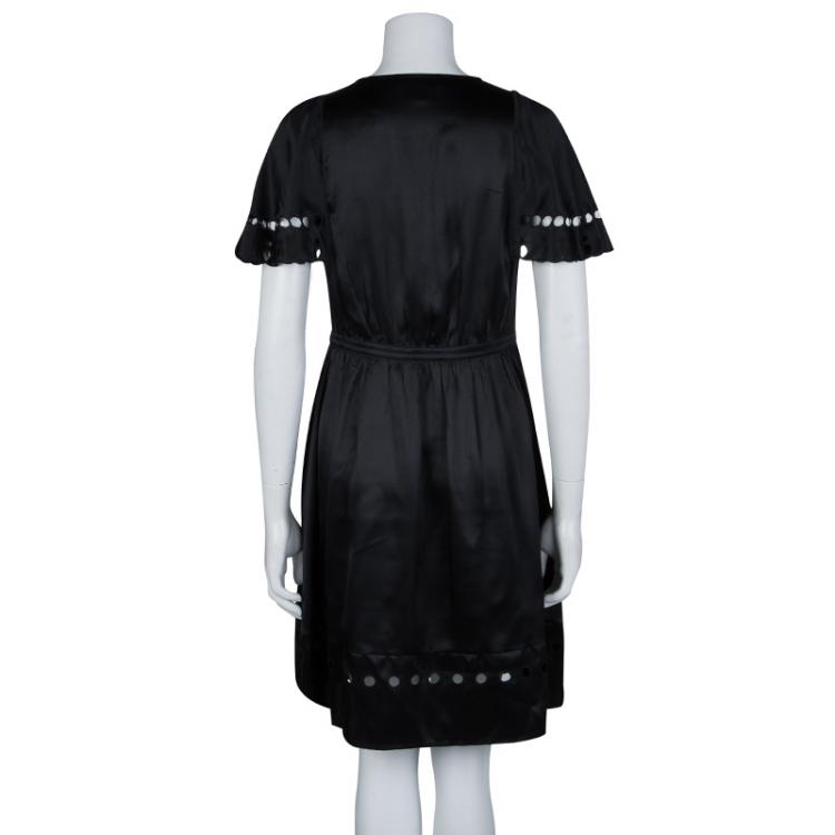 Pre Owned See by Chloe Black Silk Cutwork Detail Dress S