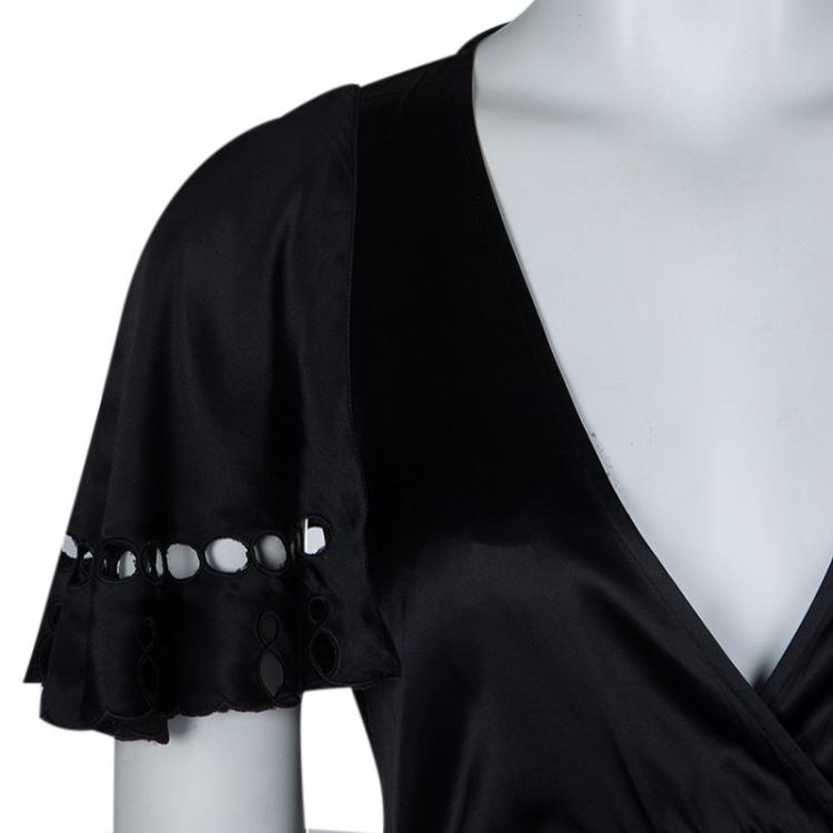Pre Owned See by Chloe Black Silk Cutwork Detail Dress S