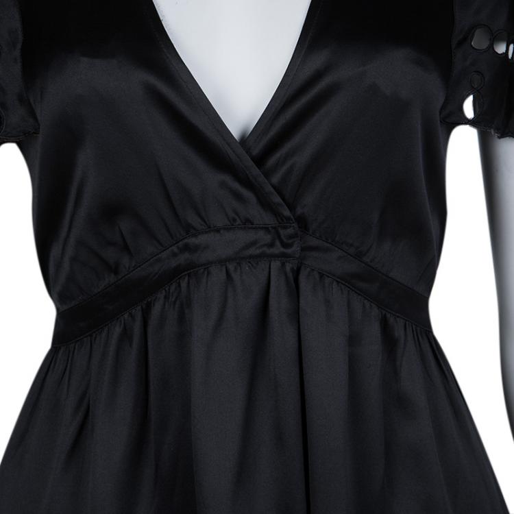 Pre Owned See by Chloe Black Silk Cutwork Detail Dress S