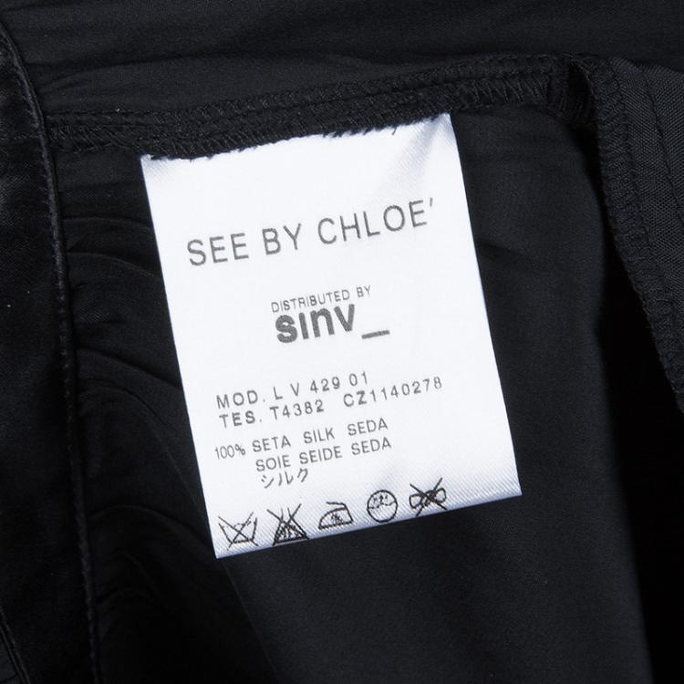 Pre Owned See by Chloe Black Silk Cutwork Detail Dress S