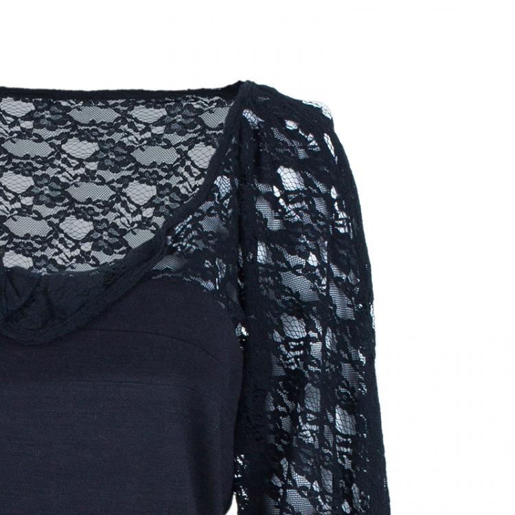 Pre Owned See by Chloe Black Lace Cotton Dress M