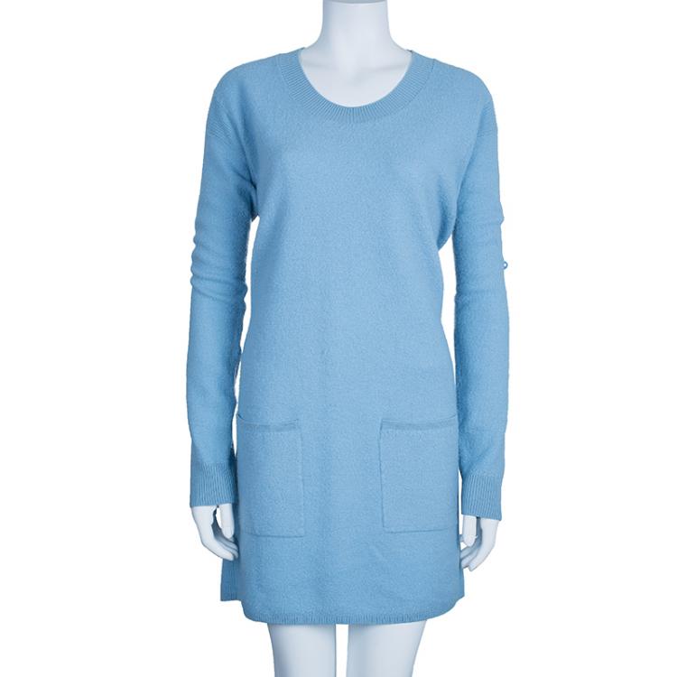 Pre Owned See by Chloe Blue Pocket Wool Sweater Dress L