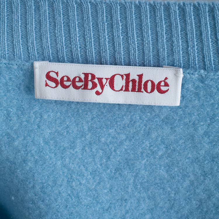 Pre Owned See by Chloe Blue Pocket Wool Sweater Dress L