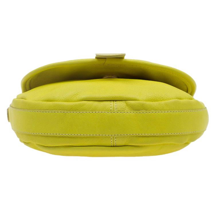 Pre Owned See By Chloe Yellow Lemon Leather Flap Crossbody Bag