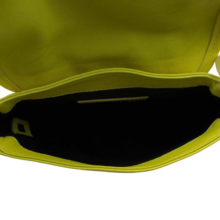 Pre Owned See By Chloe Yellow Lemon Leather Flap Crossbody Bag