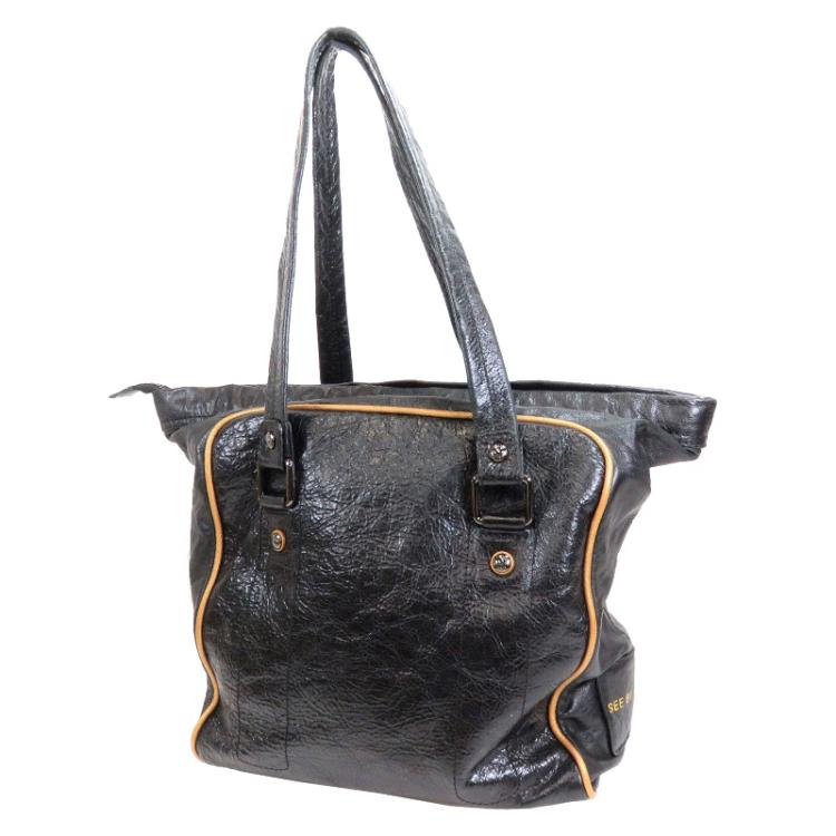 Pre Owned See By Chloe Black Leather Charm Shopper Tote