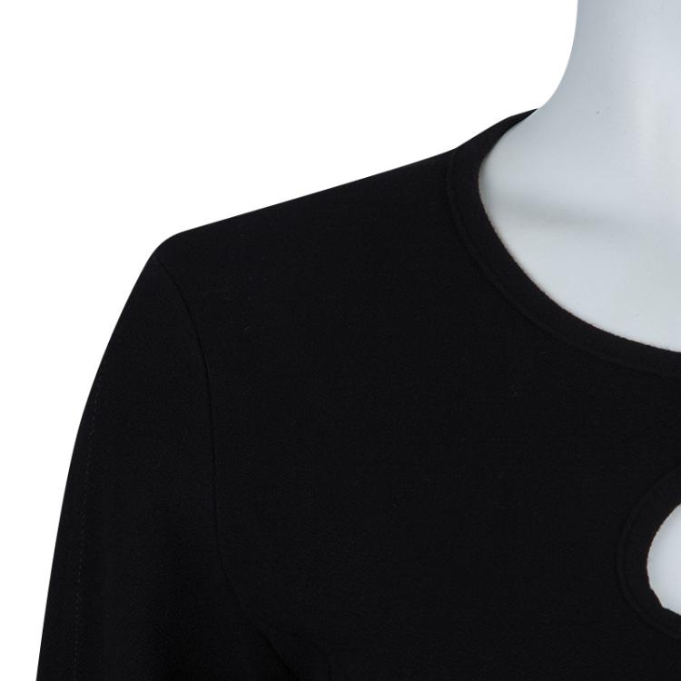 Pre Owned Sonia Rykiel Black Cutout Detail Pleated Short Sleeve Top L