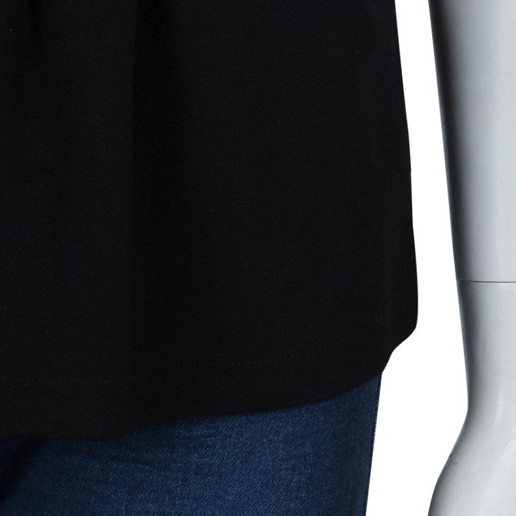 Pre Owned Sonia Rykiel Black Cutout Detail Pleated Short Sleeve Top L