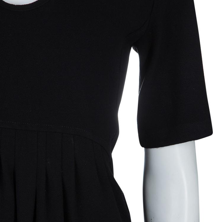 Pre Owned Sonia Rykiel Black Cutout Detail Pleated Short Sleeve Top L