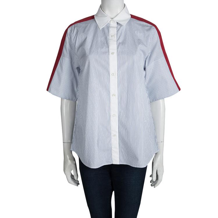 مملوكة مسبقًا Sonia Rykiel Contrast Shoulder Yoke Detail Striped Shirt S