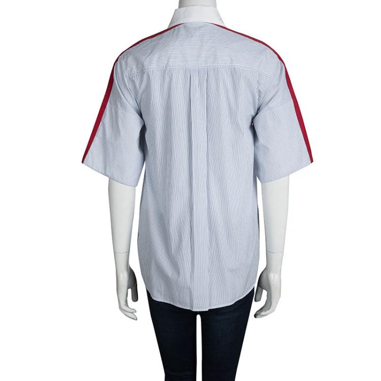 مملوكة مسبقًا Sonia Rykiel Contrast Shoulder Yoke Detail Striped Shirt S
