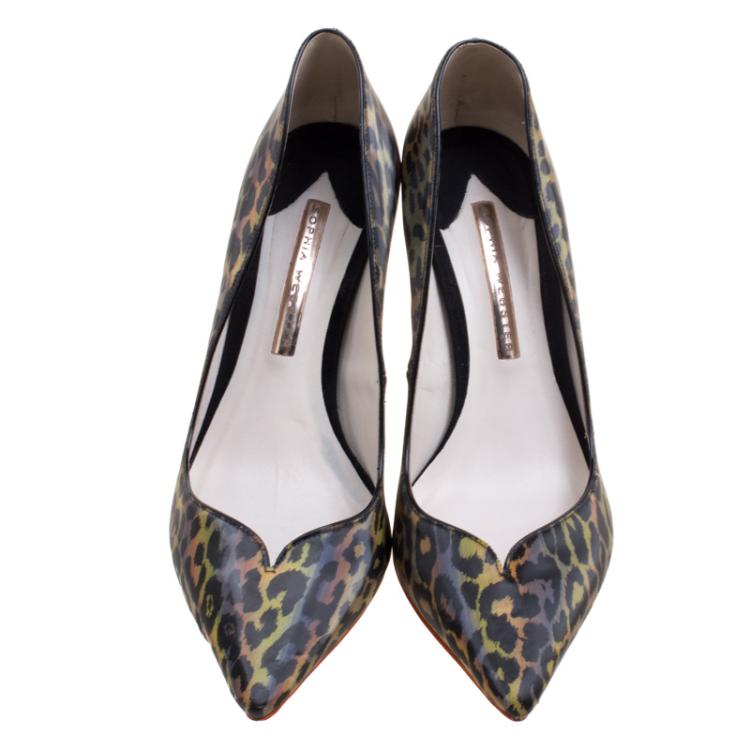 Pre Owned Sophia Webster Multicolor Leopard Print Izzy Holographic Pumps Size 38