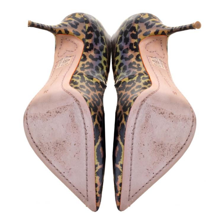 Pre Owned Sophia Webster Multicolor Leopard Print Izzy Holographic Pumps Size 38