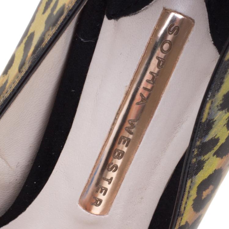 Pre Owned Sophia Webster Multicolor Leopard Print Izzy Holographic Pumps Size 38