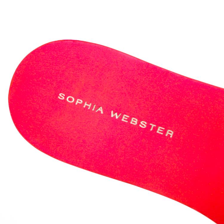 Pre Owned Sophia Webster Florescent Pink Lilico Floral Embellished Flat Slides Size 39