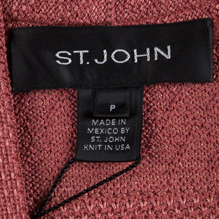 Pre Owned St. John Cardigan Pink Patterned Knit High Low Cardigan P
