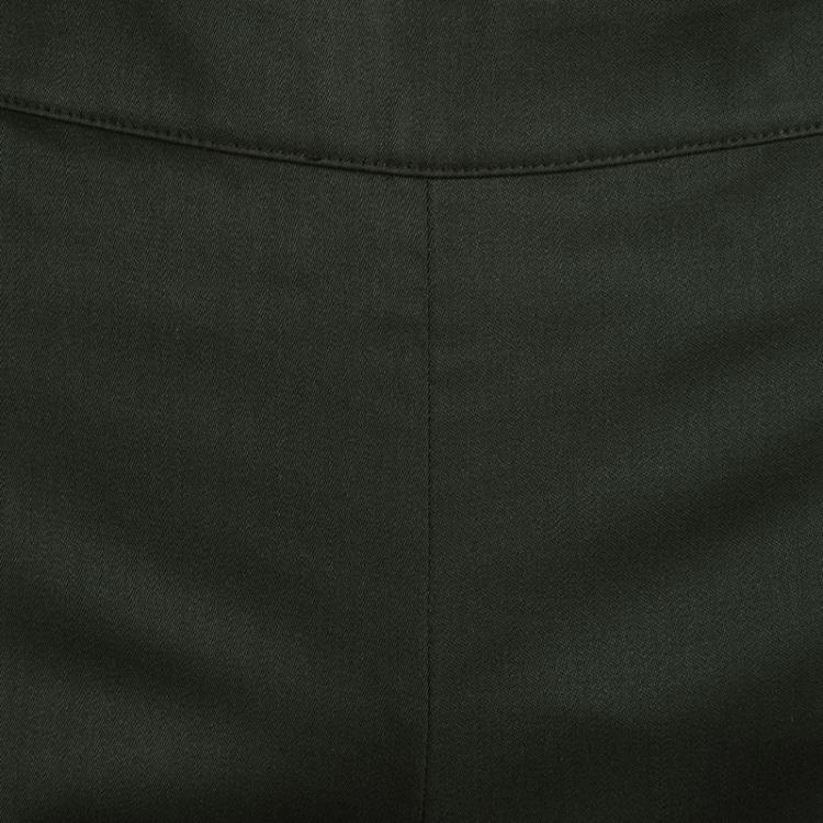 Pre Owned St. John Olive Green Wool Straight Fit Trousers S