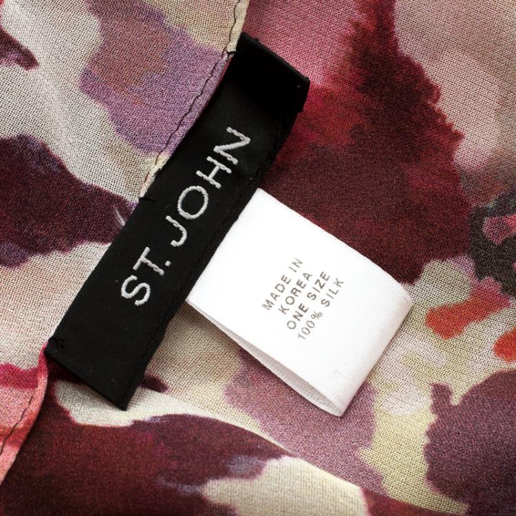 Pre Owned St. John Brigitte Floral Print Georgette Scarf