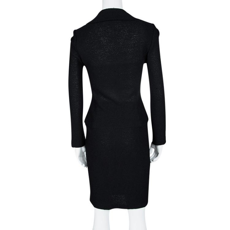 Pre Owned St. John Navy Blue Knit Skirt Suit S