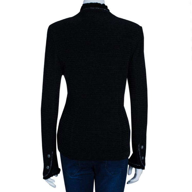 Pre Owned St. John Black Collarless Embellished Blazer M