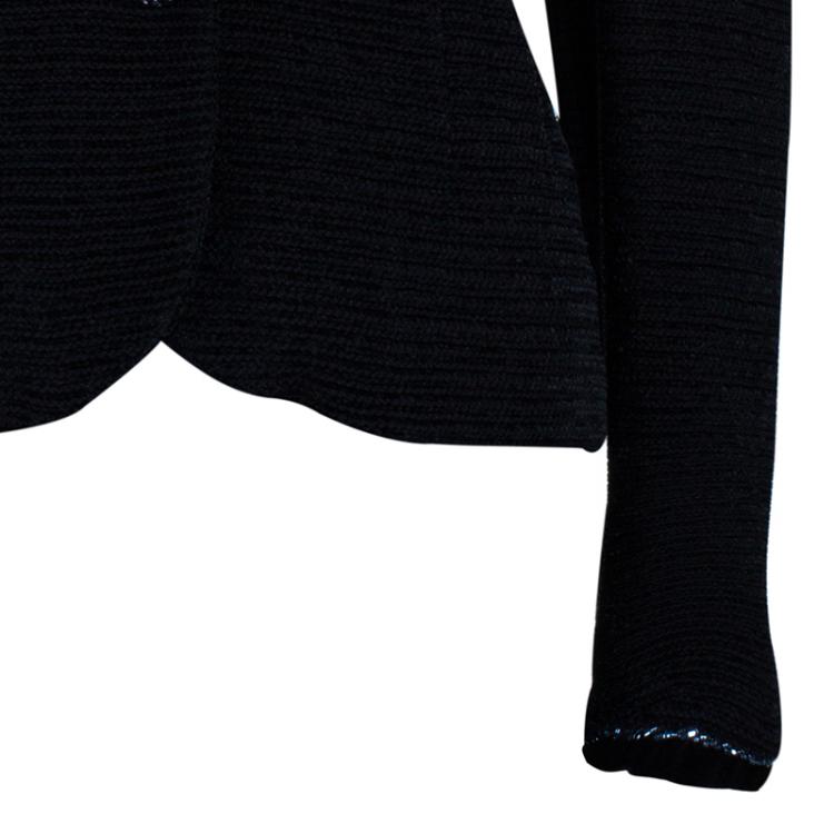 Pre Owned St. John Black Collarless Embellished Blazer M