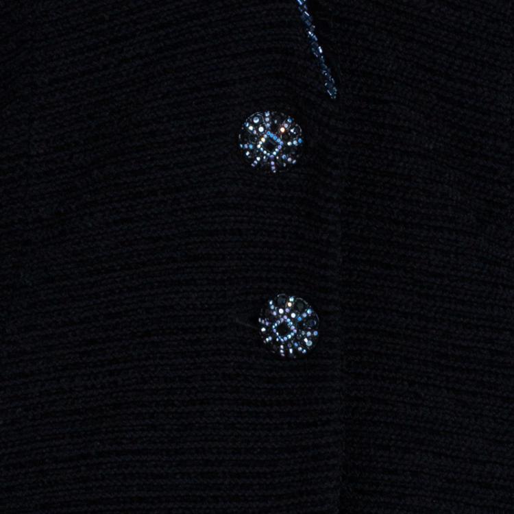 Pre Owned St. John Black Collarless Embellished Blazer M