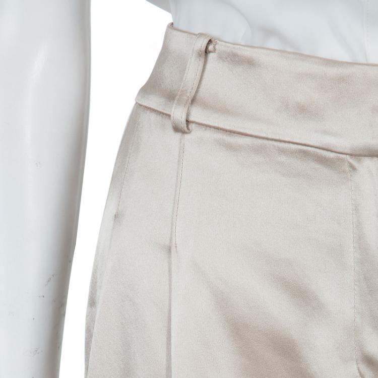 Pre Owned St John Couture Gold Satin Palazzo Pants L
