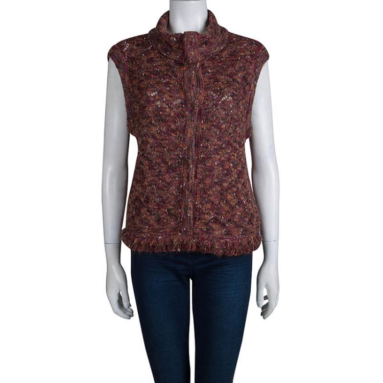 Pre Owned St. John Multicolor Slub Knit Vest S