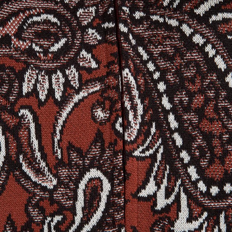 Pre Owned St. John Burnt Orange Knit Paisley Jacquard Zip Front Jacket L