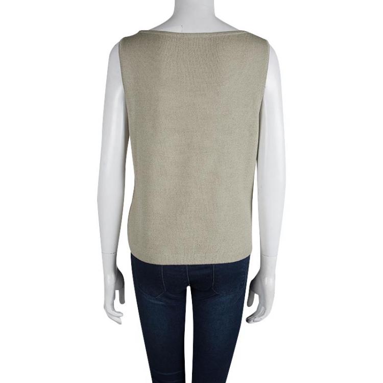 Pre Owned St. John Pastel Green Knit Sleeveless Top M