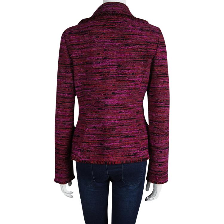 Pre Owned St. John Collection Pink Textured Tweed Blazer M
