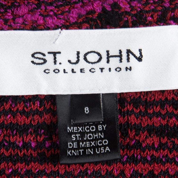 Pre Owned St. John Collection Pink Textured Tweed Blazer M