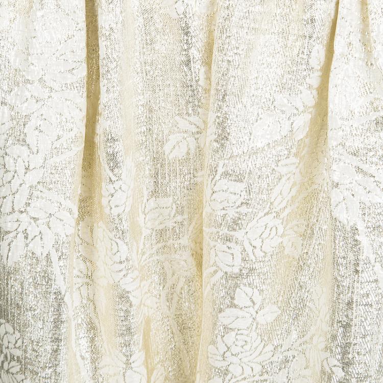 Pre Owned Stella McCartney Cream Silk Floral Lurex Jacquard Christine Pants M