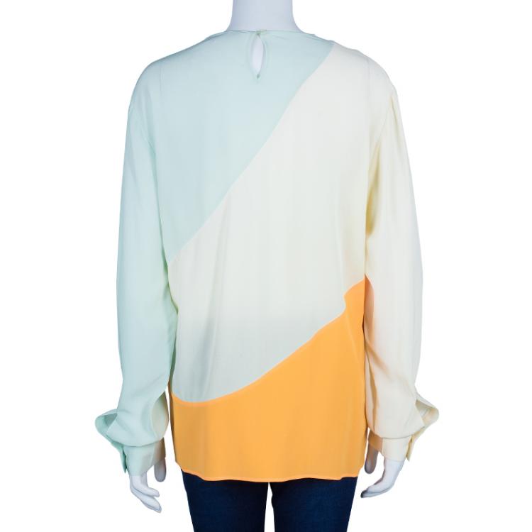 Pre Owned Stella McCartney Colorblock Chiffon Top L