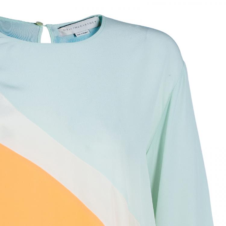 Pre Owned Stella McCartney Colorblock Chiffon Top L