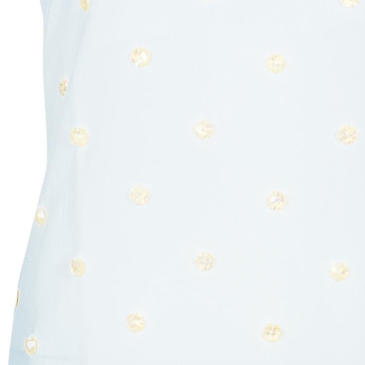 Pre Owned Stella McCartney Cream Beaded Sleeveless Top M