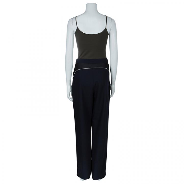Pre Owned Stella McCartney Navy Blue Contrast Piping Pants M