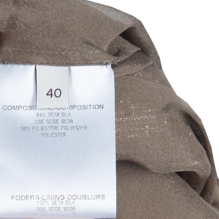 Pre Owned Stella McCartney Brown Lurex Infused Crinkled Silk Cocktail Dress S
