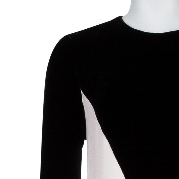 Pre Owned Stella McCartney Colorblock Velvet and Crepe Long Sleeve Maxi Dress S