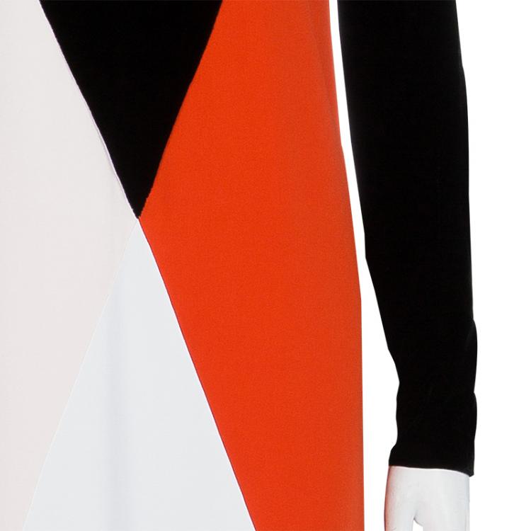 Pre Owned Stella McCartney Colorblock Velvet and Crepe Long Sleeve Maxi Dress S